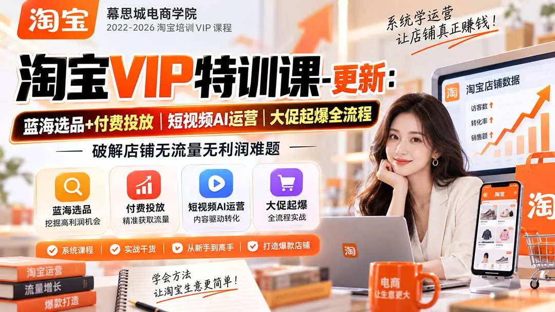 98ee20c2179ac1a2d7973a6dee4794df.webp 淘宝VIP特训课-更新0917:蓝海选品+付费投放|短视频AI运营|大促起爆全流程,破解店铺无流量无利润难题