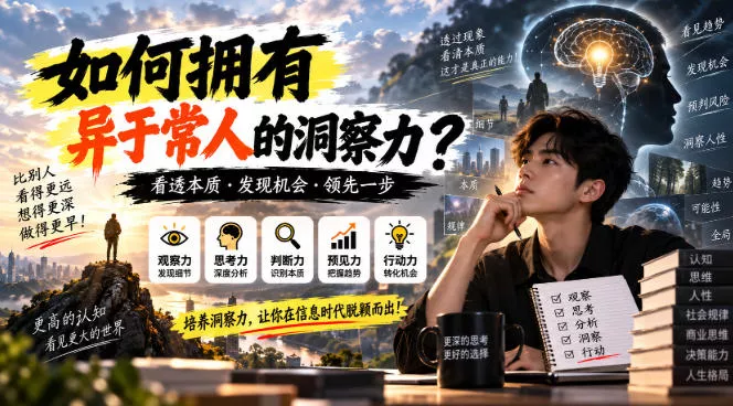 某公众号付费文章:如何拥有异于常人的洞察力?祝你网--专注互联网创业.信息差副业研究拒绝割韭菜祝你网