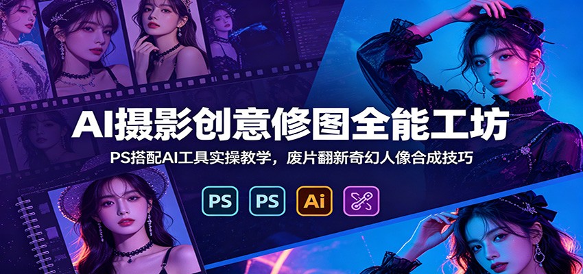 AI摄影创意修图全能工坊：PS搭配AI工具实操教学，废片翻新奇幻人像合成技巧祝你网--专注互联网创业.信息差副业研究拒绝割韭菜祝你网