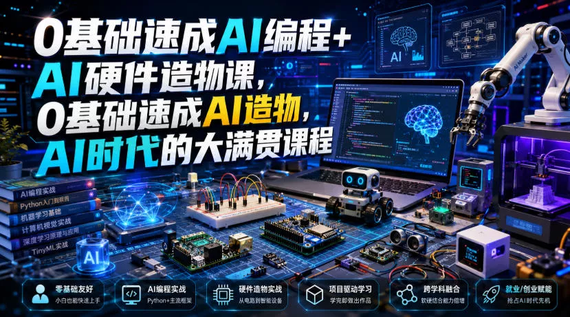 99c89191f6d6f2770752628c8fcf7b68.webp 0基础速成AI编程+AI硬件造物课,0基础速成AI造物,AI时代的大满贯课程