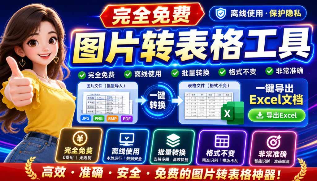 99f5fba661c0b7c0cec58432103ab04c.jpeg (19972期)图片表格识别提取工具,支持一键从图片中智能提取表格并导出Excel文件,可离线免网运行,FastTableOCR