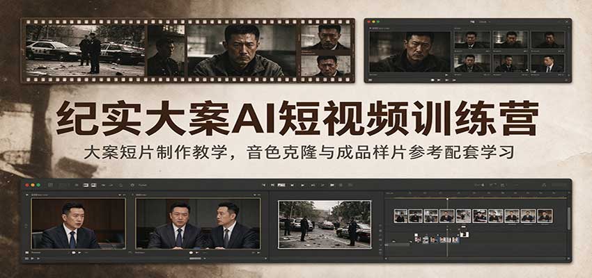 纪实大案AI短视频训练营:大案短片制作教学,音色克隆与成品样片参考配套学习祝你网--专注互联网创业.信息差副业研究拒绝割韭菜祝你网