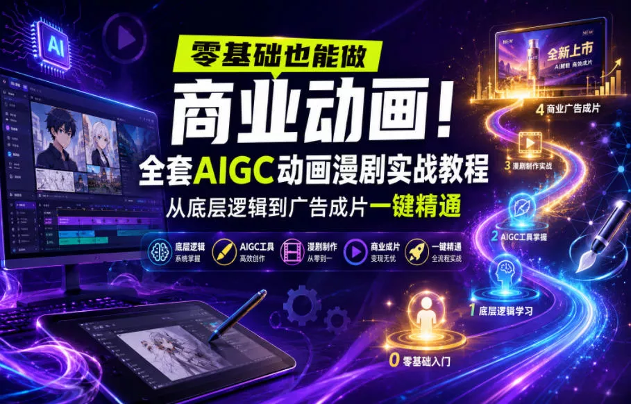 零基础也能做商业动画!全套AIGC动画漫剧实战教程,从底层逻辑到广告成片一键精通(更新0905)祝你网--专注互联网创业.信息差副业研究拒绝割韭菜祝你网