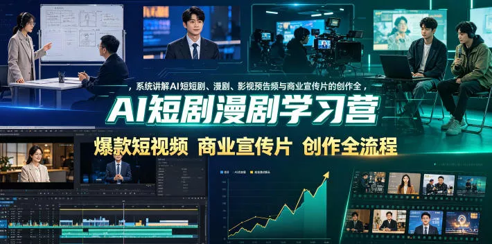 AI短剧漫剧学习营，系统讲解AI短剧、漫剧、影视预告片、爆款短视频与商业宣传片的创作全流程祝你网--专注互联网创业.信息差副业研究拒绝割韭菜祝你网