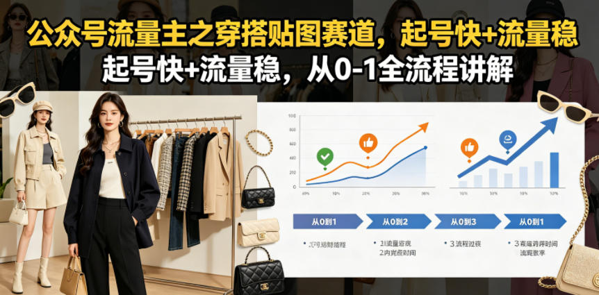 公众号流量主之穿搭贴图赛道，起号快+流量稳，从0-1全流程讲解祝你网--专注互联网创业.信息差副业研究拒绝割韭菜祝你网