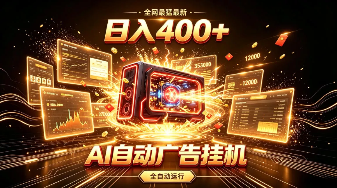 全网最猛最新的AI自动广告挂G，狠收益日入400+，真正做到躺賺式变现【揭秘】祝你网--专注互联网创业.信息差副业研究拒绝割韭菜祝你网