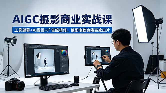9e87692f33a08bc440555bdb279795a6.jpeg (18434期)AIGC 摄影商业实战课,工具部署+AI置景+广告级精修,低配电脑也能高效出片