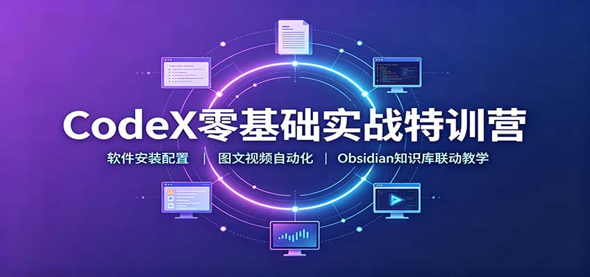 CodeX零基础实战特训营:软件安装配置,图文视频自动化,Obsidian知识库联动教学祝你网--专注互联网创业.信息差副业研究拒绝割韭菜祝你网