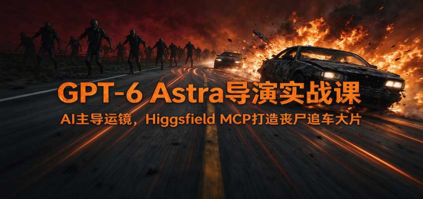 9eed432731d89a6017b26c67a0f5bae8.jpeg GPT-6 Astra导演实战课:AI主导运镜,Higgsfield MCP打造丧尸追车大片