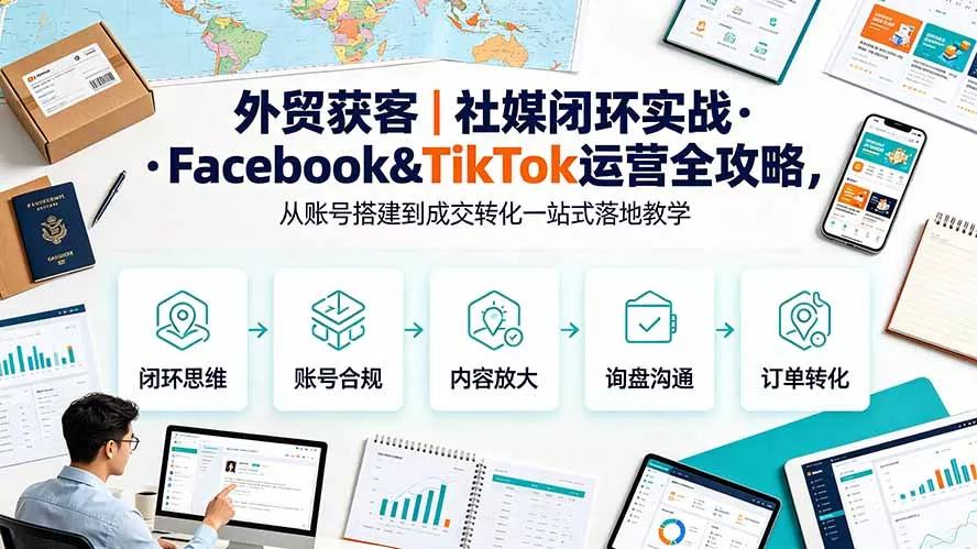 外贸获客|社媒闭环实战·Facebook&TikTok运营全攻略,从账号搭建到成交转化一站式落地教学祝你网--专注互联网创业.信息差副业研究拒绝割韭菜祝你网