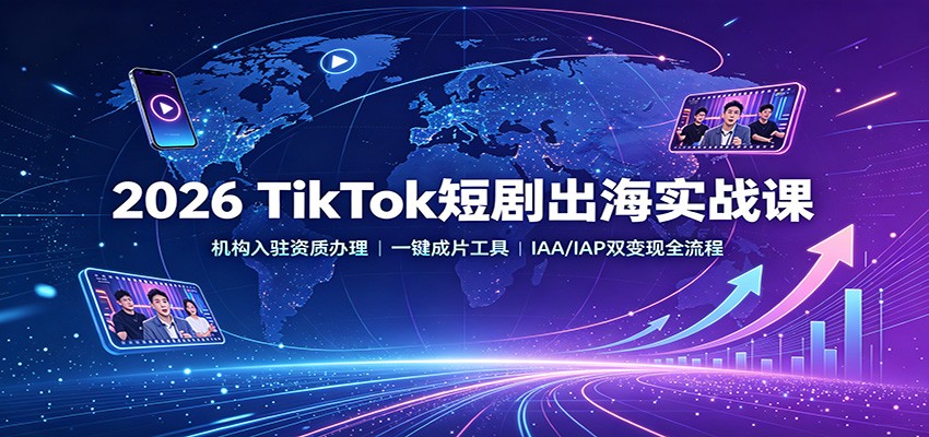 2026 TikTok短剧出海实战课:机构入驻资质办理,一键成片工具,IAA/IAP双变现全流程祝你网--专注互联网创业.信息差副业研究拒绝割韭菜祝你网