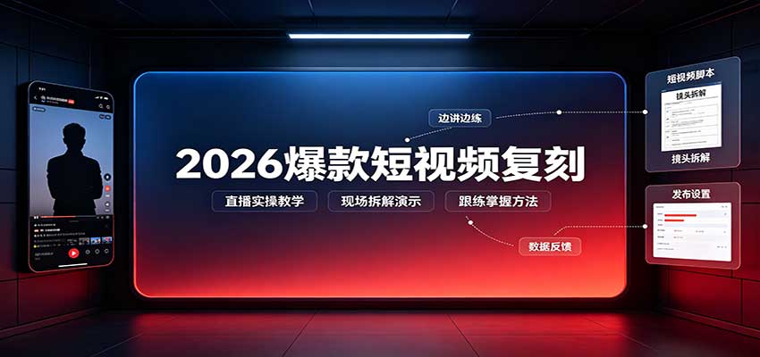 a05eca9aece4e4cb81e3f46f3cca229c.jpeg 2026爆款短视频复刻:直播实操教学,配套文字文档掌握全流程