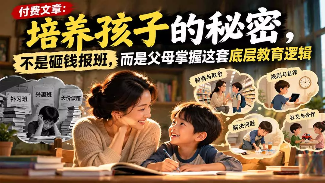 付费文章：培养孩子的秘密，不是砸钱报班，而是父母掌握这套底层教育逻辑祝你网--专注互联网创业.信息差副业研究拒绝割韭菜祝你网