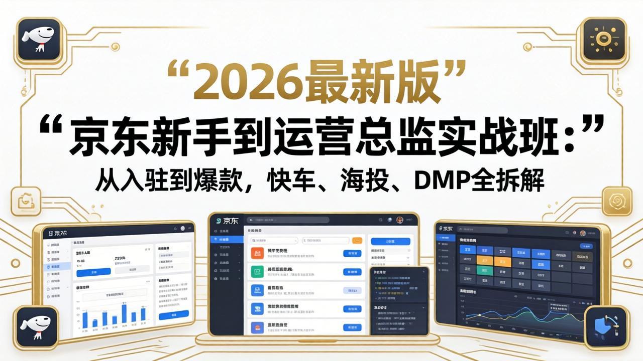 京东新手到运营总监实战班：从入驻到爆款，快车、海投、DMP全拆解，2026最新版祝你网--专注互联网创业.信息差副业研究拒绝割韭菜祝你网