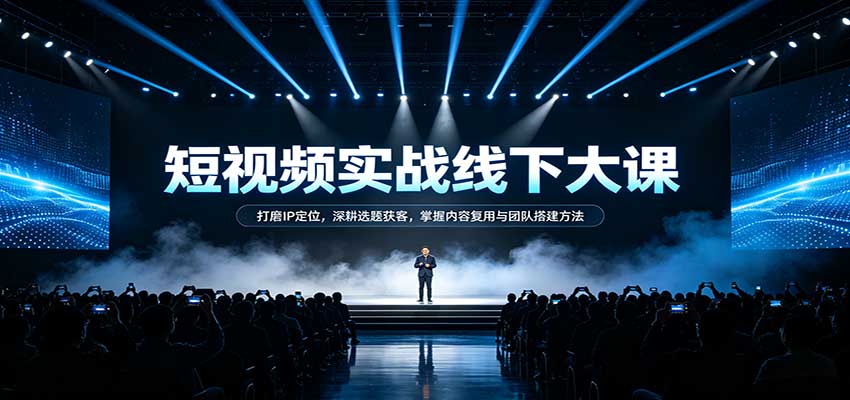 短视频实战线下大课:打磨IP定位,深耕选题获客,掌握内容复用与团队搭建方法祝你网--专注互联网创业.信息差副业研究拒绝割韭菜祝你网