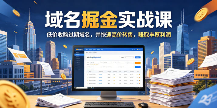 域名交易掘金实战课，低价收购过期域名，并快速高价转售，賺取丰厚利润【原创双语字幕】祝你网--专注互联网创业.信息差副业研究拒绝割韭菜祝你网
