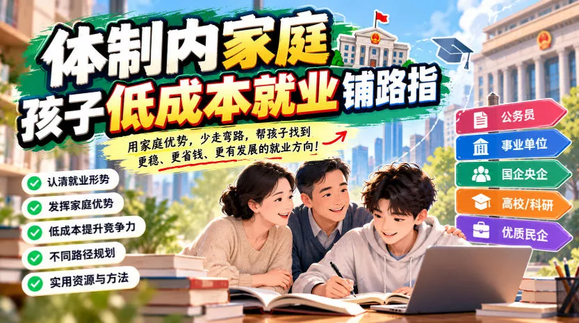 某公众号付费文章:体制内家庭,孩子低成本就业铺路指祝你网--专注互联网创业.信息差副业研究拒绝割韭菜祝你网