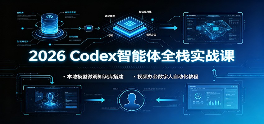 2026 Codex智能体全栈实战课:本地模型微调知识库搭建,视频办公数字人自动化教程祝你网--专注互联网创业.信息差副业研究拒绝割韭菜祝你网