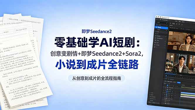 a74ca7e5be89e1fe035fa0916a85e6bd.jpeg (18537期)零基础学AI短剧:创意变剧情+即梦Seedance2+Sora2,小说到成片全链路