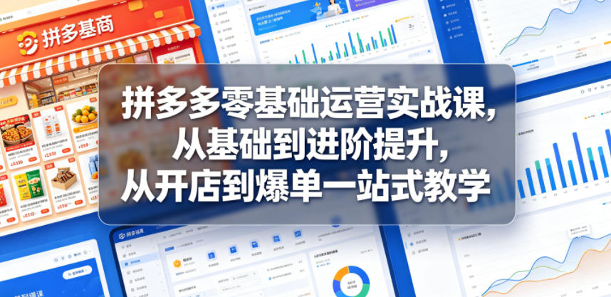 拼多多零基础运营实战课，从基础到进阶提升，从开店到爆单一站式教学祝你网--专注互联网创业.信息差副业研究拒绝割韭菜祝你网