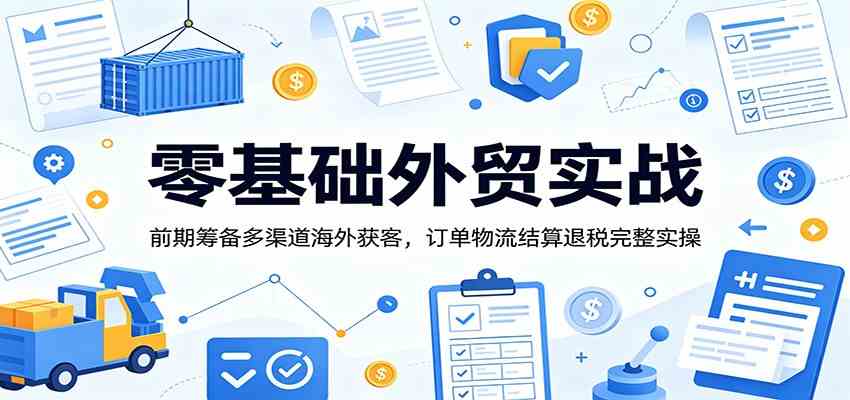 零基础外贸实战：前期筹备多渠道海外获客，订单物流结算退税完整实操祝你网--专注互联网创业.信息差副业研究拒绝割韭菜祝你网