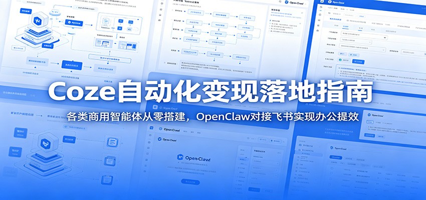 Coze自动化变现落地指南：各类商用智能体从零搭建，OpenClaw对接飞书实现办公提效祝你网--专注互联网创业.信息差副业研究拒绝割韭菜祝你网