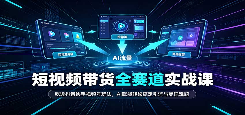 aa0ec0a35a4867f3cceb0ba8f9e89096.jpeg 短视频带货全赛道:吃透抖音快手视频号玩法,AI赋能轻松搞定引流与变现难题