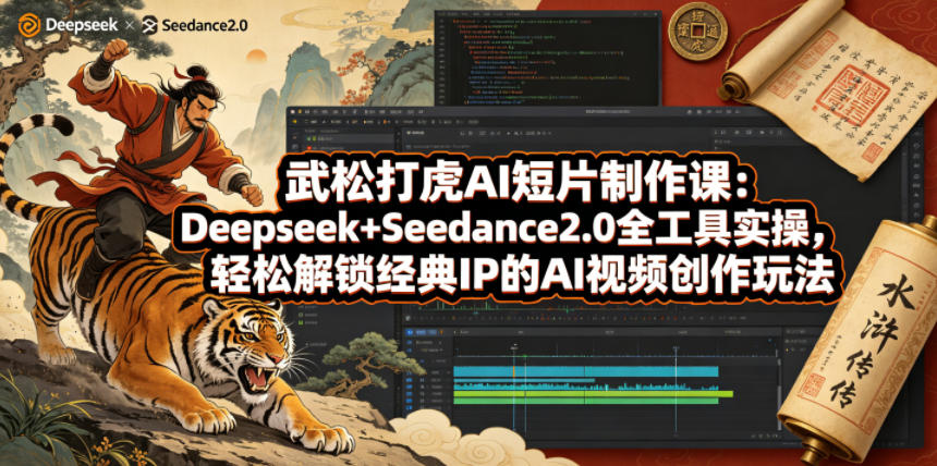 武松打虎AI短片制作课：Deepseek+Seedance2.0全工具实操，轻松解锁经典IP的AI视频创作玩法祝你网--专注互联网创业.信息差副业研究拒绝割韭菜祝你网