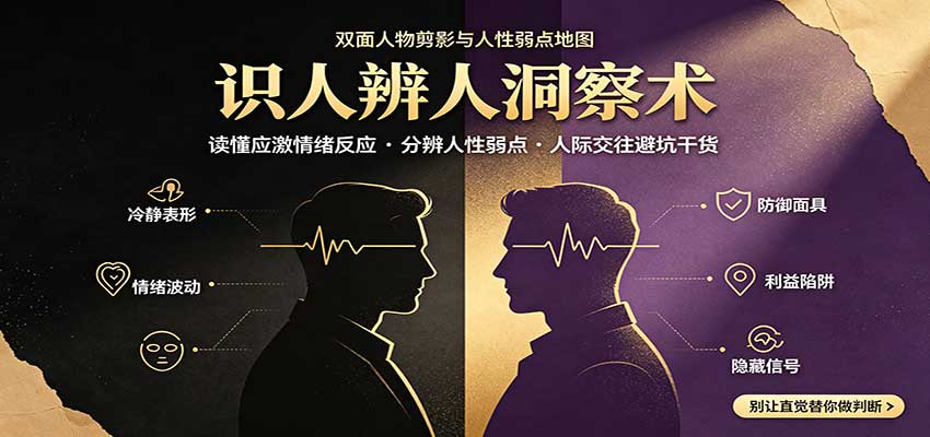 识人辨人终极心法：读懂应激情绪反应，分辨人性弱点，人际交往避坑干货祝你网--专注互联网创业.信息差副业研究拒绝割韭菜祝你网