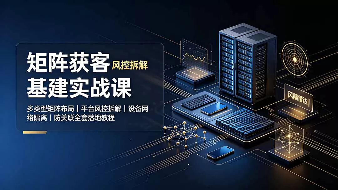ab6c8a492e75df9f35d3d6930f1a93fa.webp 矩阵获客基建实战课:多类型矩阵布局|平台风控拆解|设备网络隔离|防关联全套落地教程