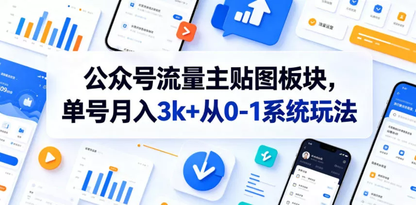 公众号流量主贴图板块,单号月入3k+从0-1系统玩法祝你网--专注互联网创业.信息差副业研究拒绝割韭菜祝你网
