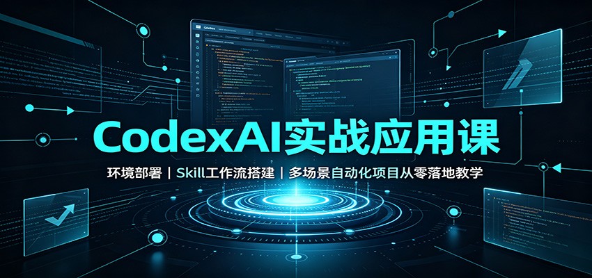 abc51b95521c8a5b532c0b52ff81fe06.jpeg CodexAI实战应用课:环境部署Skill工作流搭建,多场景自动化项目从零落地教学