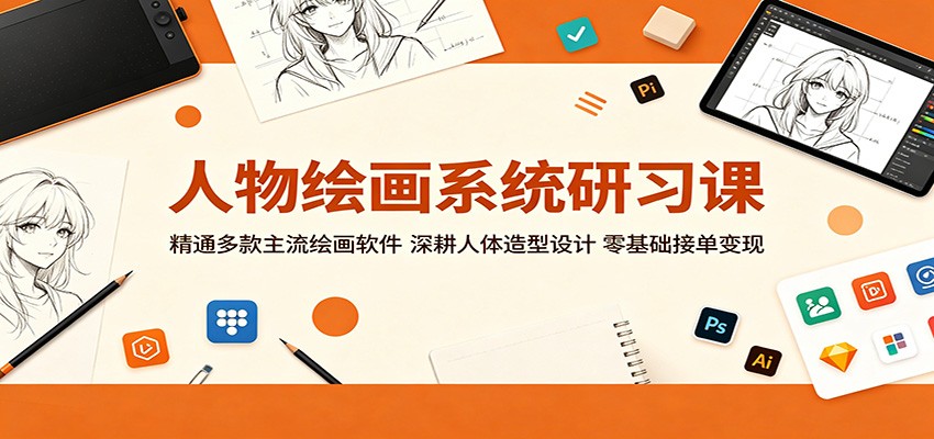 人物绘画系统研习课:精通多款主流绘画软件,深耕人体造型设计,零基础接单变现祝你网--专注互联网创业.信息差副业研究拒绝割韭菜祝你网