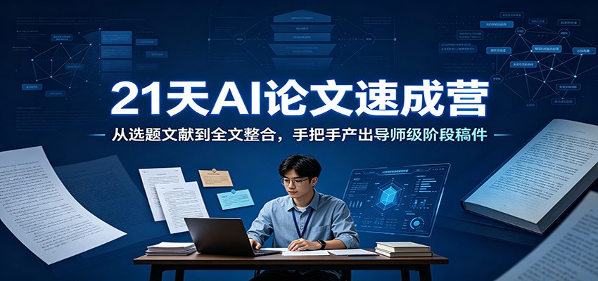 21天AI论文速成营：从选题文献到全文整合，手把手产出导师级阶段稿件祝你网--专注互联网创业.信息差副业研究拒绝割韭菜祝你网