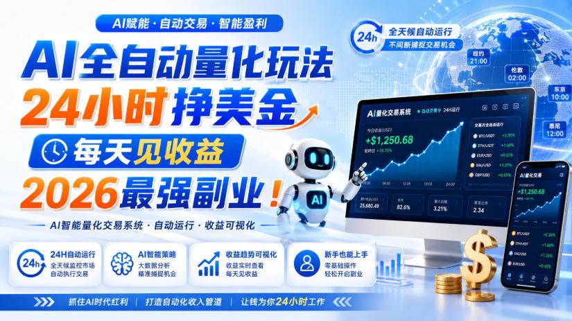 （19899期）AI量化全自动操作挣美金，矩阵可日入1000+，适合普通人的副业！祝你网--专注互联网创业.信息差副业研究拒绝割韭菜祝你网