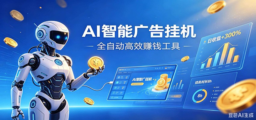 AI智能广告挂机,小白轻松上手,在家自动赚收益祝你网--专注互联网创业.信息差副业研究拒绝割韭菜祝你网