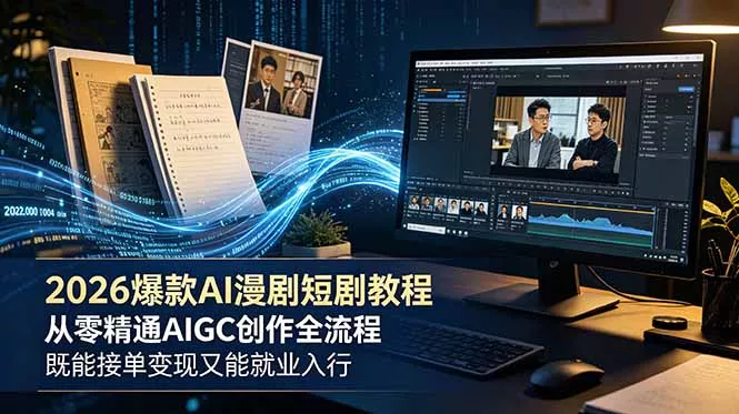 2026 爆款 AI 漫剧短剧教程 从零精通 AIGC 创作全流程 既能接单变现又能就业入行祝你网--专注互联网创业.信息差副业研究拒绝割韭菜祝你网