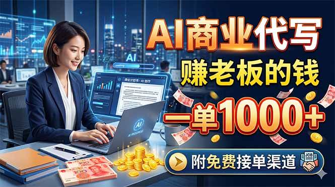 （18444期）AI商业代写，赚老板的钱，一单1000+，附免费接单渠道祝你网--专注互联网创业.信息差副业研究拒绝割韭菜祝你网