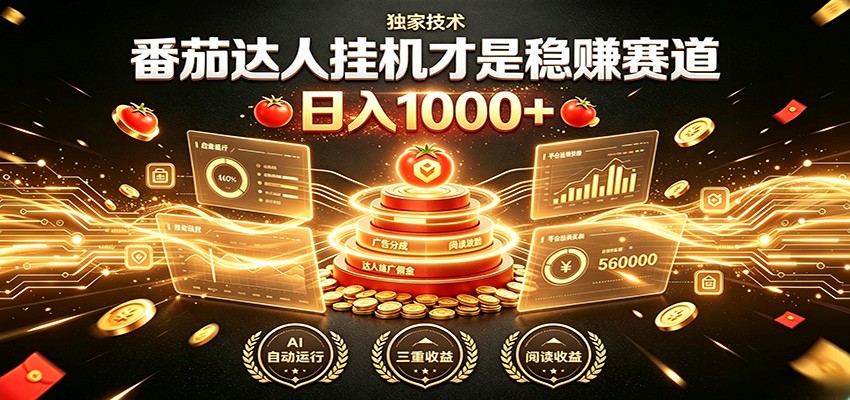 别再瞎找副业！番茄达人挂机才是稳赚赛道 日入1000+祝你网--专注互联网创业.信息差副业研究拒绝割韭菜祝你网