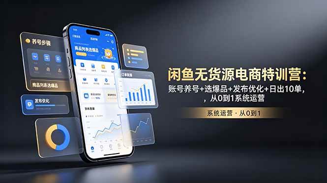 (18979期)闲鱼无货源电商特训营:账号养号+选爆品+发布优化+日出10单,从0到1系统运营祝你网--专注互联网创业.信息差副业研究拒绝割韭菜祝你网
