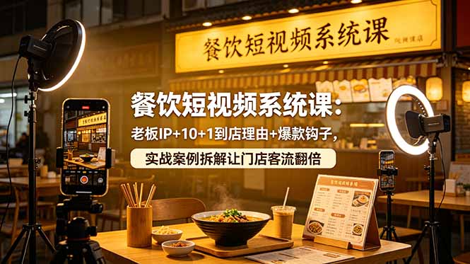 餐饮短视频系统课：老板IP+10+1到店理由+爆款钩子，实战案例拆解让门店客流翻倍祝你网--专注互联网创业.信息差副业研究拒绝割韭菜祝你网