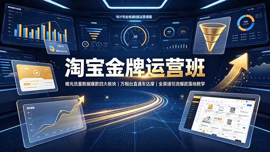 淘宝金牌运营班-7月:曝光流量数据爆款四大板块|万相台直通车达摩|全渠道引流爆款落地教学祝你网--专注互联网创业.信息差副业研究拒绝割韭菜祝你网