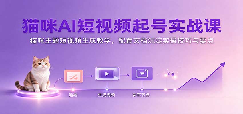 猫咪AI短视频起号实战课:猫咪主题短视频生成教学,配套文档沉淀实操技巧与要点祝你网--专注互联网创业.信息差副业研究拒绝割韭菜祝你网