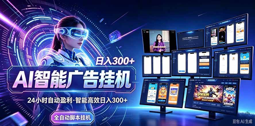 （20900期）24小时AI广告挂机｜在家就能做的被动副业祝你网--专注互联网创业.信息差副业研究拒绝割韭菜祝你网