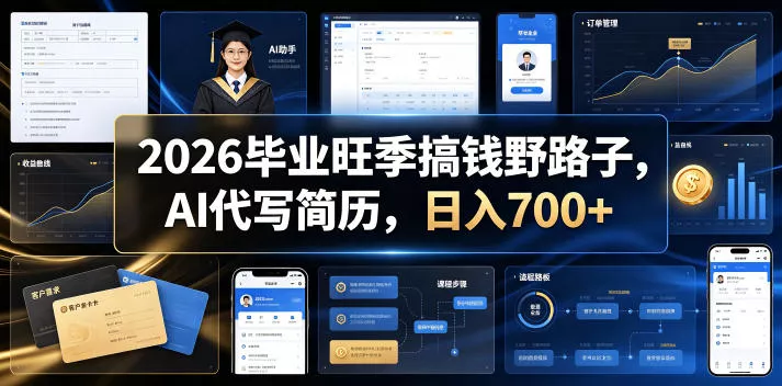2026毕业旺季搞钱野路子,AI代写简历,日入700+【揭秘】祝你网--专注互联网创业.信息差副业研究拒绝割韭菜祝你网