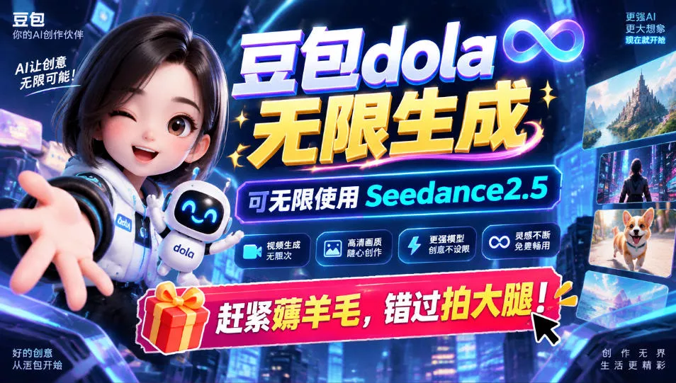 1029最新豆包dola无限生成技术，可以无限生成sseedance2.5，赶紧薅羊毛，和谐拍大腿祝你网--专注互联网创业.信息差副业研究拒绝割韭菜祝你网