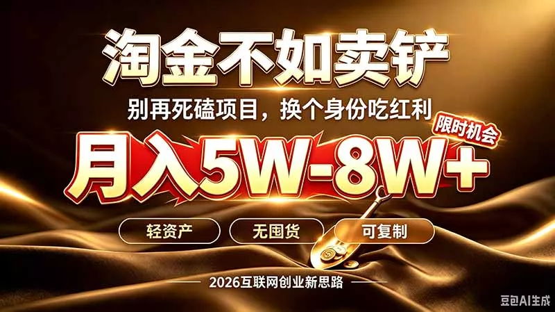 别再傻乎乎埋头跑项目!互联网真正赚钱逻辑:做卖铲人,拒绝当韭菜,逆风翻盘月入5-8W+祝你网--专注互联网创业.信息差副业研究拒绝割韭菜祝你网
