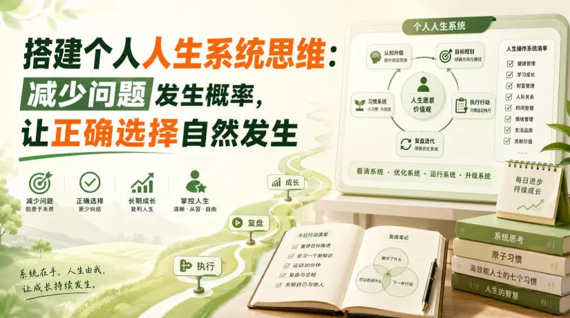 付费文章:搭建个人人生系统思维:减少问题发生概率,让正确选择自然发生祝你网--专注互联网创业.信息差副业研究拒绝割韭菜祝你网