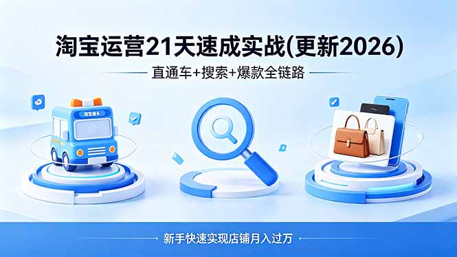 淘宝运营21天速成实战(更新4月祝你网--专注互联网创业.信息差副业研究拒绝割韭菜祝你网