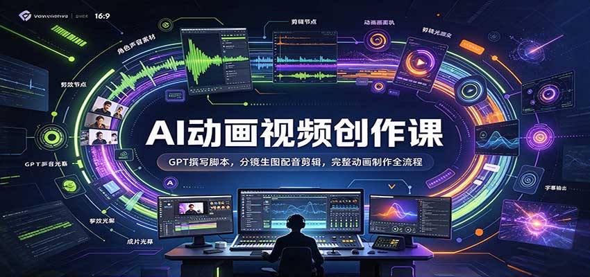 AI动画视频创作课:GPT撰写脚本,分镜生图配音剪辑,完整动画制作全流程祝你网--专注互联网创业.信息差副业研究拒绝割韭菜祝你网